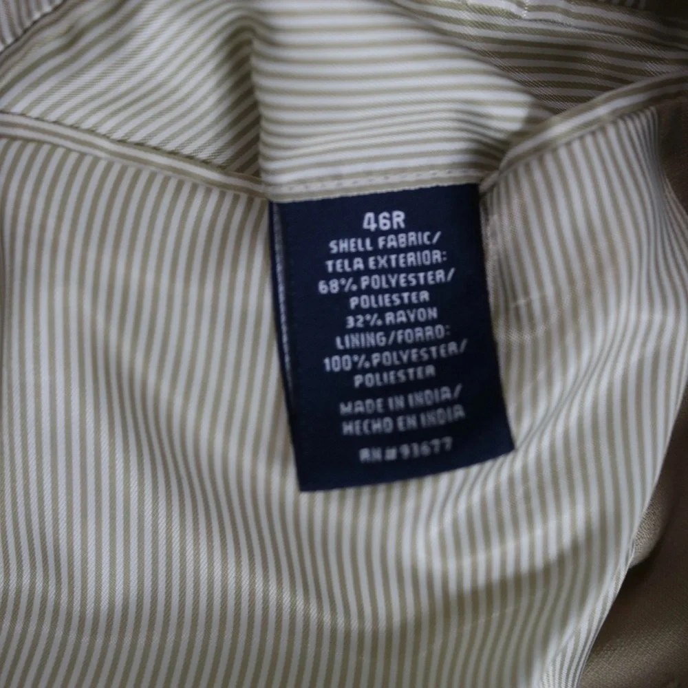 Stafford Men's Beige Polyester Rayon Sport two button Coat Blazer Size 46R
